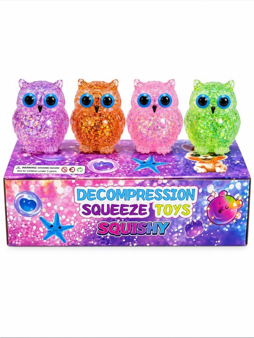 Decompression Squeeze Toys Squishy Owl (Pink, Purple, Orange, Green)